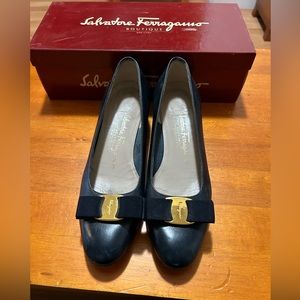 Salvatore Ferragamo women’s shoes.  Navy blue.  Size 8.